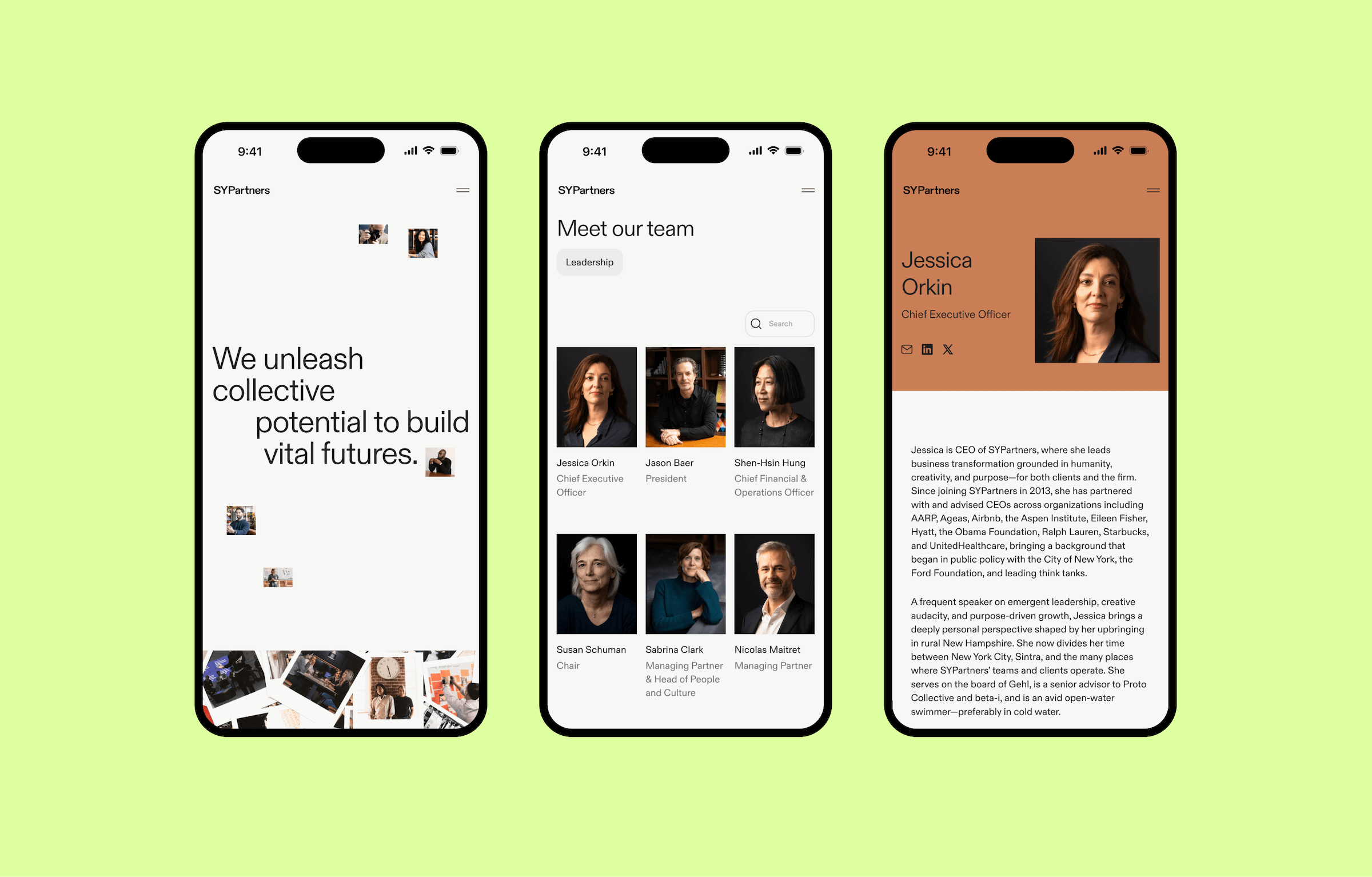 Key pages on the SYPartners website